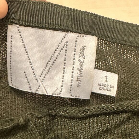 M By Michael Stars Size 1 S/M Cardigan Sweater Cotton Blend Knit Green - Picture 5 of 9
